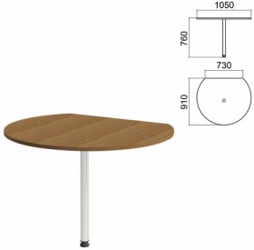 Стол приставной полукруг "Арго", 1050х910х760 мм, орех/опора хром (КОМПЛЕКТ)