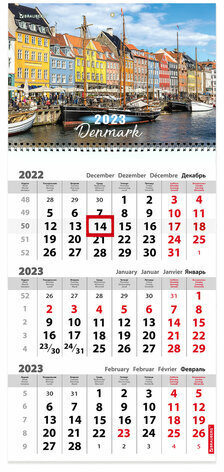 Календарь квартальный на 2023 г., 3 блока, 1 гребень, с бегунком, мелованная бумага, &quot;НАБЕРЕЖНАЯ&quot;, BRAUBERG, 114270