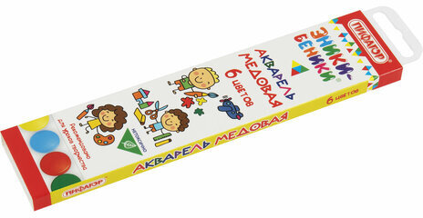 Краски акварельные медовые ПИФАГОР "ЭНИКИ-БЕНИКИ NEW", 6 цветов, картонная коробка европодвес, 192517