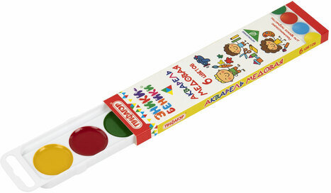 Краски акварельные медовые ПИФАГОР "ЭНИКИ-БЕНИКИ NEW", 6 цветов, картонная коробка европодвес, 192517