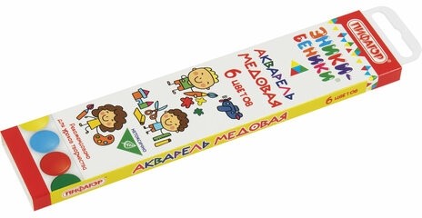 Краски акварельные медовые ПИФАГОР "ЭНИКИ-БЕНИКИ NEW", 6 цветов, картонная коробка европодвес, 192517