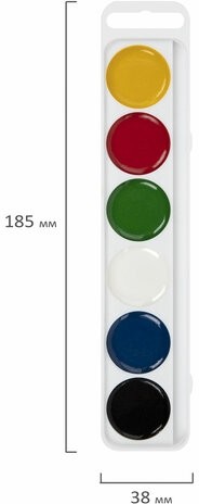 Краски акварельные медовые ПИФАГОР "ЭНИКИ-БЕНИКИ NEW", 6 цветов, картонная коробка европодвес, 192517