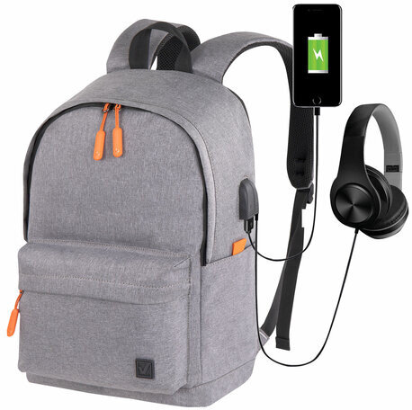 Рюкзак BRAUBERG URBAN универсальный с отделением для ноутбука, USB-порт, "Energy", серый, 44х31х14 см, 270806