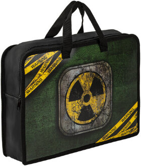 Папка на молнии с ручками ЮНЛАНДИЯ А4, 1 отделение, пластик, ширина 75 мм, &quot;Warning&quot;, 270956