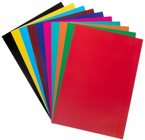 Цветная бумага А4 мелованная САМОКЛЕЯЩАЯСЯ, 10 листов 10 цветов, папка, HATBER "Creative", 194х280 мм, 10Бц4с_05934, N050880