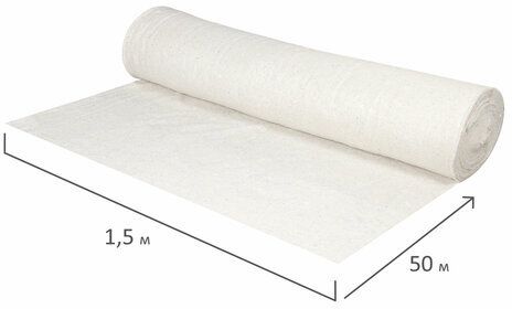 Полотно ХПП холстопрошивное, Узбекистан, светлое, 1,5х50 м, 150(±10) г/м2, шаг 2,5 мм, LAIMA, 607525