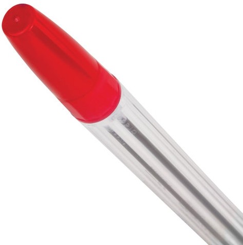 Ручка шариковая BRAUBERG "Line", КРАСНАЯ, корпус прозрачный, узел 1 мм, линия письма 0,5 мм, 141341