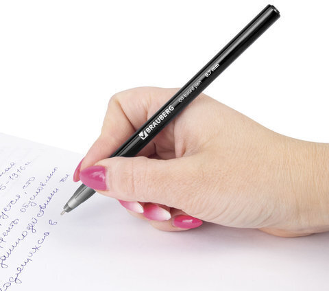 Ручка шариковая масляная BRAUBERG "Oil Base", ЧЕРНАЯ, корпус черный, узел 0,7 мм, линия письма 0,35 мм, 141635