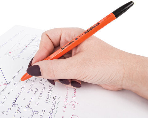 Ручка шариковая BRAUBERG "X-333 Orange", ЧЕРНАЯ, корпус оранжевый, узел 0,7 мм, линия письма 0,35 мм, 142410