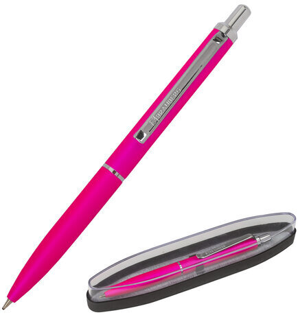 Ручка подарочная шариковая BRAUBERG "Bolero", СИНЯЯ, корпус розовый с хромированными деталями, линия письма 0,5 мм, 143461