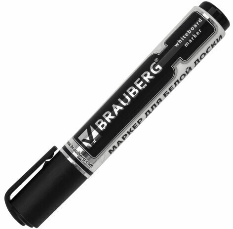 Маркер стираемый для белой доски ЧЕРНЫЙ, BRAUBERG "Neo", ЧЕРНЫЙ, с клипом, 5 мм, 150487