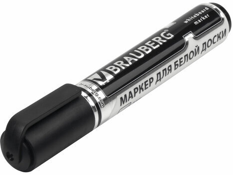 Маркер стираемый для белой доски ЧЕРНЫЙ, BRAUBERG "Neo", ЧЕРНЫЙ, с клипом, 5 мм, 150487