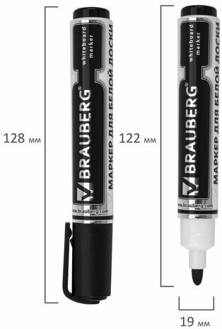 Маркер стираемый для белой доски ЧЕРНЫЙ, BRAUBERG "Neo", ЧЕРНЫЙ, с клипом, 5 мм, 150487