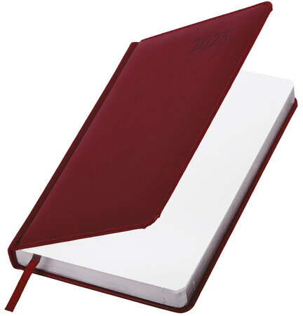 Ежедневник датированный 2025, А5, 138х213 мм, BRAUBERG "Impression", под кожу, бордовый, 115922