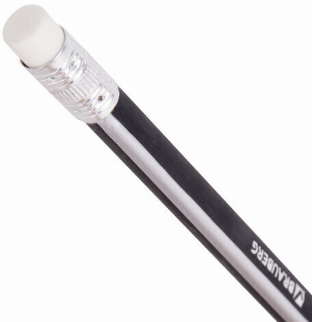 Карандаш чернографитный BRAUBERG, 1 шт., "Alderida", НВ, трехгранный, с ластиком, корпус черный, заточенный, 180610