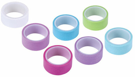 Клейкие WASHI-ленты для декора "ПАСТЕЛЬ", 7 холодных цветов, 15 мм х 3 м, рисовая бумага, ОСТРОВ СОКРОВИЩ, 661701