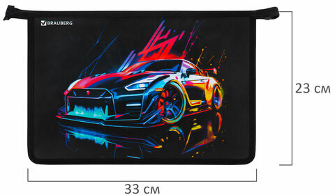 Папка для труда на молнии BRAUBERG А4, 2 отделения, органайзер, "Neon drift", 272213