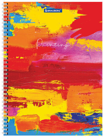 Тетрадь А4, 120 л., BRAUBERG гребень, клетка, обложка картон, "Painting", 404072