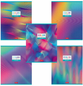 Тетрадь А5 48 л. HATBER скоба, клетка, металлизированный картон, &quot;Color&quot; (5 видов в спайке), 48Т5мтВ1
