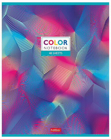 Тетрадь А5 48 л. HATBER скоба, клетка, металлизированный картон, "Color" (5 видов в спайке), 48Т5мтВ1