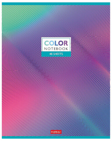 Тетрадь А5 48 л. HATBER скоба, клетка, металлизированный картон, "Color" (5 видов в спайке), 48Т5мтВ1