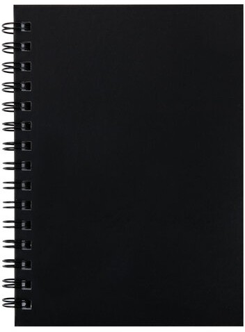 Скетчбук, белая бумага 160 г/м2, 145х205 мм, 60 л., гребень, твёрдая обложка ЧЕРНАЯ, BRAUBERG ART, 115072