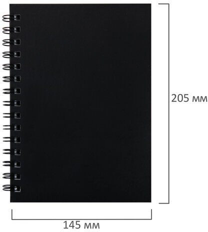 Скетчбук, белая бумага 160 г/м2, 145х205 мм, 60 л., гребень, твёрдая обложка ЧЕРНАЯ, BRAUBERG ART, 115072