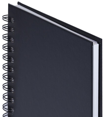 Скетчбук, белая бумага 160 г/м2, 145х205 мм, 60 л., гребень, твёрдая обложка ЧЕРНАЯ, BRAUBERG ART, 115072