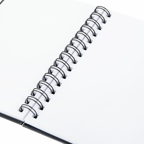 Скетчбук, белая бумага 160 г/м2, 145х205 мм, 60 л., гребень, твёрдая обложка ЧЕРНАЯ, BRAUBERG ART, 115072