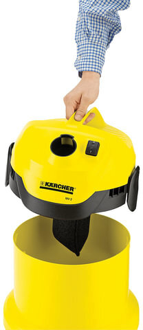 Пылесос хозяйственный KARCHER (КЕРХЕР) WD 2, с пылесборником, 1000 Вт, желтый, 1.629-783.0