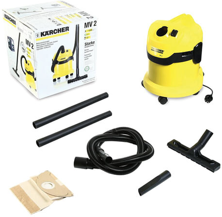 Пылесос хозяйственный KARCHER (КЕРХЕР) WD 2, с пылесборником, 1000 Вт, желтый, 1.629-783.0