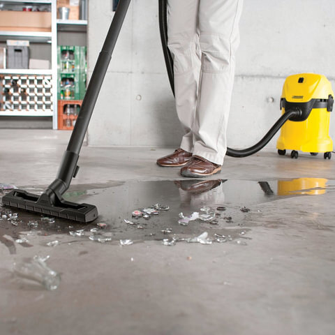 Пылесос хозяйственный KARCHER (КЕРХЕР) WD 2, с пылесборником, 1000 Вт, желтый, 1.629-783.0