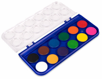 Краски акварельные BRAUBERG "PREMIUM" 12 цветов, круглые кюветы 28 мм, пенал, 191743