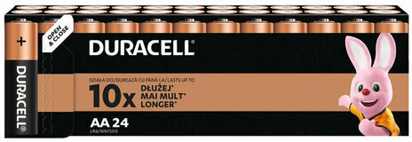 Батарейки КОМПЛЕКТ 24 шт., DURACELL Basic ОРИГИНАЛ, АА (LR6, 15А), алкалиновые, пальчиковые, Б0064986