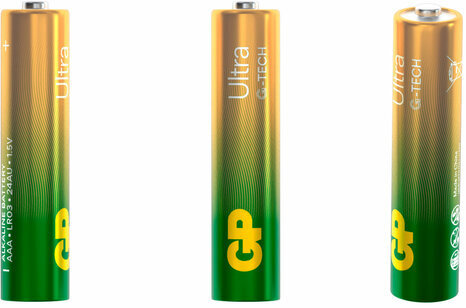 Батарейки КОМПЛЕКТ 4 шт., GP Ultra G-Tech, AAA (LR03, 24А), алкалиновые, мизинчиковые, 24AUA21-2CRSBC4