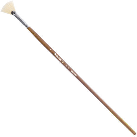 Кисть художественная профессиональная BRAUBERG ART CLASSIC, щетина, веерная, № 4, длинная ручка, 200743