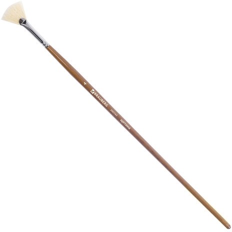Кисть художественная профессиональная BRAUBERG ART CLASSIC, щетина, веерная, № 4, длинная ручка, 200743
