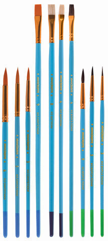 Кисти ЮНЛАНДИЯ "ЮНЫЙ ВОЛШЕБНИК", набор 10 шт. (ПОНИ - 4 шт.; СИНТЕТИКА - 4 шт.; ЩЕТИНА - 2 шт., круглые, плоские), блистер, 200896