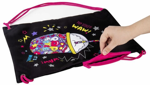 Мешок для обуви BRAUBERG PREMIUM, карман, подкладка, светоотражайка, 43х33 см, "Pop style", 271619