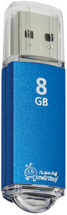 Флеш-диск 8 GB, SMARTBUY V-Cut, USB 2.0, металлический корпус, синий, SB8GBVC-B