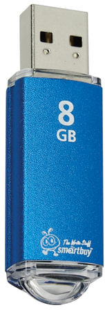 Флеш-диск 8 GB, SMARTBUY V-Cut, USB 2.0, металлический корпус, синий, SB8GBVC-B
