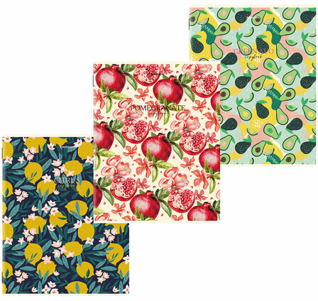 Тетради КОМПЛЕКТ 3 шт. А4, 96 л., BRAUBERG скоба, клетка, глянцевый лак, "Fruits", 404387