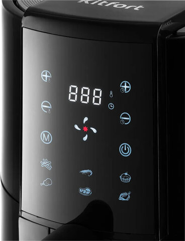 Аэрогриль KITFORT КТ-2225, 1000 Вт, 1,9 л, 6 программ, таймер, сенсорное управление, черный