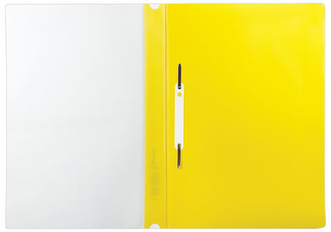 Скоросшиватель пластиковый с перфорацией BRAUBERG, А4, 140/180 мкм, желтый, 226587