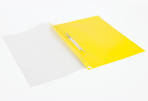 Скоросшиватель пластиковый с перфорацией BRAUBERG, А4, 140/180 мкм, желтый, 226587