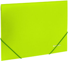 Папка на резинках BRAUBERG &quot;Neon&quot;, неоновая, зеленая, до 300 листов, 0,5 мм, 227460
