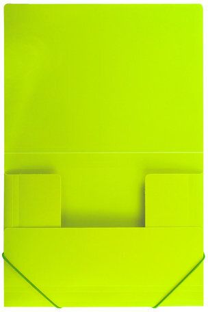 Папка на резинках BRAUBERG "Neon", неоновая, зеленая, до 300 листов, 0,5 мм, 227460