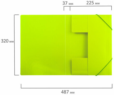 Папка на резинках BRAUBERG "Neon", неоновая, зеленая, до 300 листов, 0,5 мм, 227460