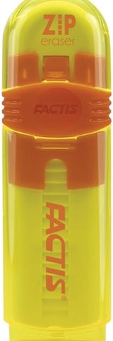 Ластик выдвижной FACTIS ZIP (Испания), 80x10x10 мм, белый, пластиковый корпус ассорти, PTF1030
