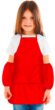 Фартук с нарукавниками для уроков труда ПИФАГОР, увеличенный размер, 45х60 см, красный, 228362